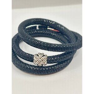Brighton triple sparkle black woodstock bracelet with interlok bead  23"